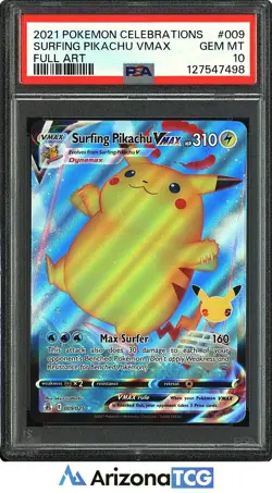 Pokemon 2021 Surfing Pikachu VMAX 009/025 Full Art Celebrations GEM MINT PSA 10 - Image 1