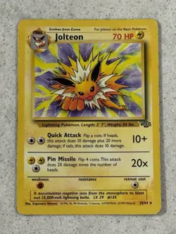 Pokemon Unlimited Jungle - Jolteon 20/64 Non Holo - HP (Various Flaws) - Image 1