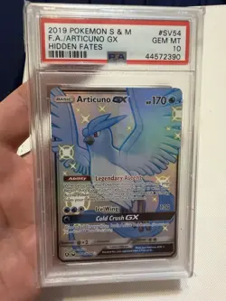 Shiny Articuno GX 2019 Pokemon Sun & Moon Hidden Fates Full Art FA #SV54 PSA 10 - Image 1