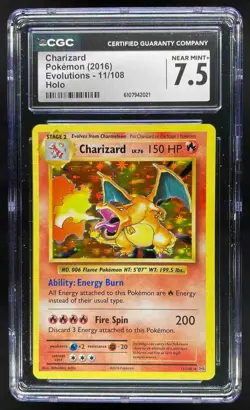 2016 Pokemon XY Evolutions Charizard Holo CGC 7.5 Near Mint+ #11/108 - Image 1