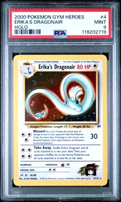 2000 Gym Heroes Erika's Dragonair Holo #4 Holo PSA 9 - Image 1