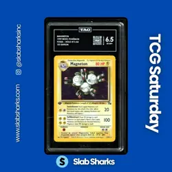 1999 POKEMON FOSSIL 1ST EDITION #11/62 MAGNETON HOLO TAG 6.5 - Image 1