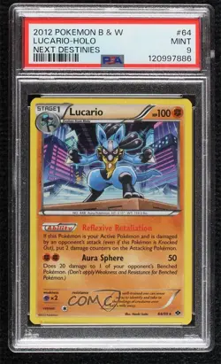 Lucario Holo Pokemon Black & White Next Destinies PSA 9 MINT - Image 1
