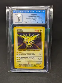 Pokemon 1999 Base Set Zapdos Holo Rare 16/102 | CGC 5 + Sub Grades - Image 1