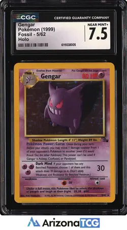Pokemon 1999 Gengar 5/62 Holo Fossil CGC 7.5 - Image 1