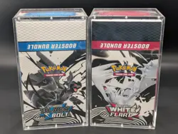2x Pokemon SV10.5 Black Bolt White Flare Sealed Booster Bundle Display W/Acrylic - Image 1