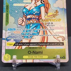 One Piece TCG O-Nami Nami OP06-101 25-26 Championship Promo Stamped 2025 Gold NM - Image 4