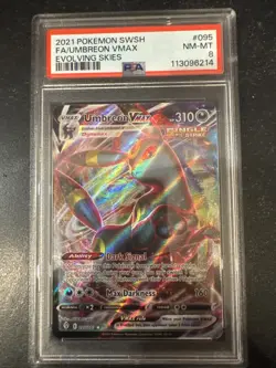 Pokemon TCG Evolving Skies Umbreon VMAX Ultra Rare Card #095/203 PSA 8 - Image 1