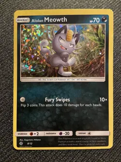 2017 Pokemon TCG Alolan Meowth 8/12 Holo Rare McDonald's Promo Card - Image 1