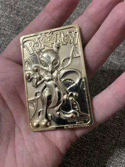 23k Gold Plated Mewtwo Pokemon Burger King 1999 Metal Trading Card w/Pokeball - Image 2