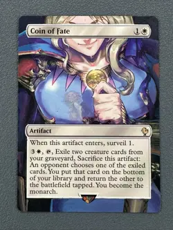 Coin of Fate MTG Final Fantasy Commander Hand Painted Extended Full Altered Art - Image 1