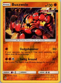 Pokemon TCG Buzzwole 77/131 Forbidden Light Rev Holo NM - Image 1