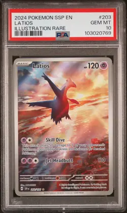 2024 Pokemon Surging Sparks Latios #203 Illustration Rare PSA 10 GEM MINT - Image 1