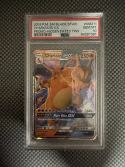2019 POKEMON SM BLACK STAR PROMO HIDDEN FATES TINS #SM211 CHARIZARD GX PSA 10 - Image 1