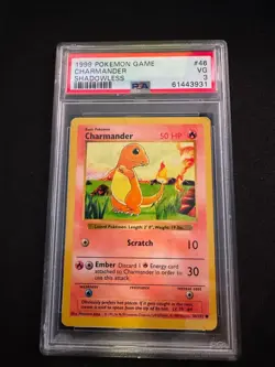 1999 POKEMON GAME SHADOWLESS #46 CHARMANDER PSA 3 - Image 1