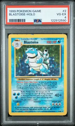 1999 POKEMON BASE SET UNLIMITED #2 BLASTOISE-HOLO PSA 4 - Image 1