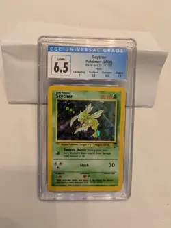Pokemon 2000 Base Set 2 Scyther Holo Rare 17/130 | CGC GRADED + Sub Grades WOTC - Image 2