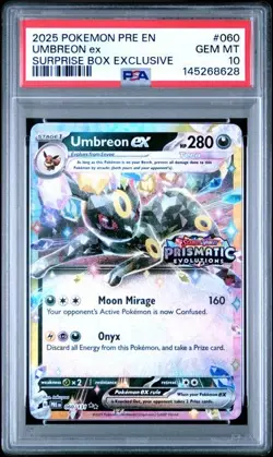 Pokemon Prismatic Evolutions Umbreon ex 060/131 Surprise Box Stamped PSA 10 - Image 1