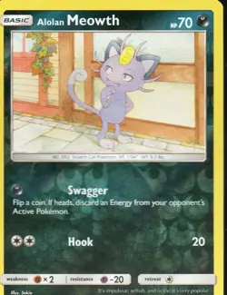 Alolan Meowth Reverse Holo - 128/236- Cosmic Eclipse Pokemon - Image 1