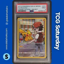 2019 POKEMON SUN & MOON COSMIC ECLIPSE #241/236 PIKACHU SECRET RARE PSA 9 - Image 1