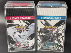 2x Pokemon Black Bolt White Flare Sealed Booster Bundle Display Case W/Acrylic - Image 1