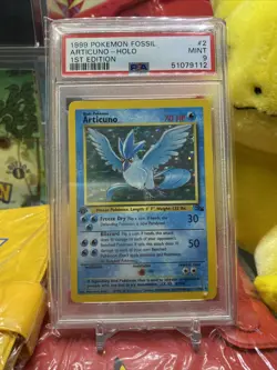 1999 Pokemon Fossil 1st edition #2 Articuno Holo PSA 9 - Image 1