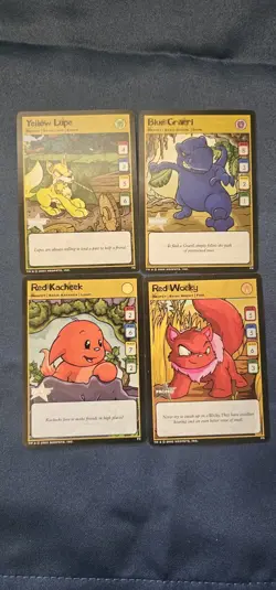 Neopets Promo Card Lot (4) – Red Wocky, Red Kacheek, Blue Grarrl, Yellow Lupe – - Image 1