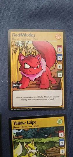 Neopets Promo Card Lot (4) – Red Wocky, Red Kacheek, Blue Grarrl, Yellow Lupe – - Image 4