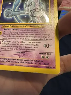 Pokemon Neo Destiny Unlimited Shining Mewtwo Card 109/105 Damaged Condition - Image 5