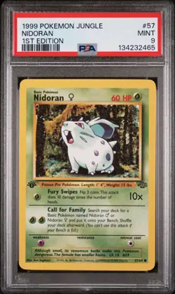 POKEMON CARD 1999 PSA 9 MINT JUNGLE SET 1ST EDITION #57 Nidoran - Image 1