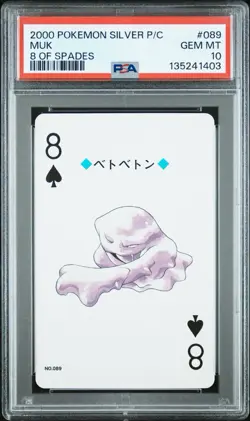 MUK ~ 2000 Pokemon Japanese Silver Playing Card 8 of Spades #089 ~ PSA 10 GEM MT - Image 1