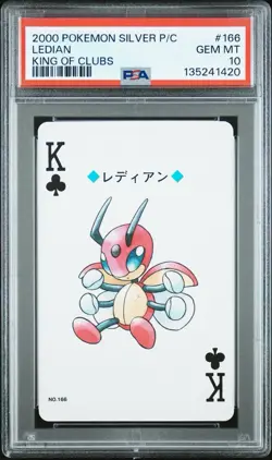 Ledian 2000 Pokemon Japanese Silver Playing Card King of Clubs 166 PSA 10 GEM MT - Image 1