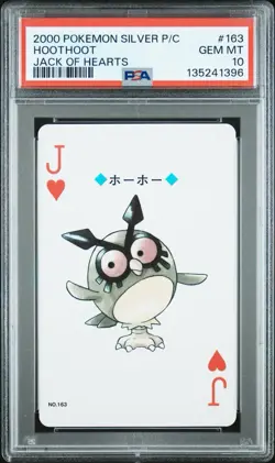 Hoothoot ~ 2000 Pokemon Japanese Silver Playing Card Jack of Hearts #163 PSA 10 - Image 1