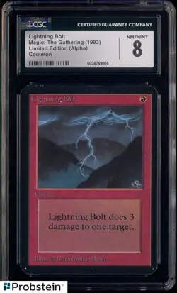 1993 Magic The Gathering Limited Edition Alpha Lightning Bolt CGC 8 NM-MT - Image 1