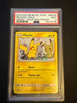 2019 POKEMON SM BLACK STAR PROMO #SM162 PIKACHU-HOLO PROMO-TM.UP PSA 9 - Image 1