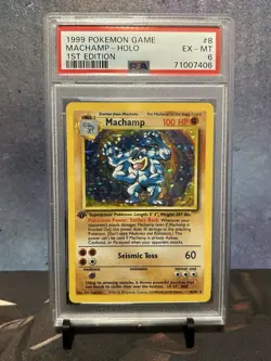 Pokemon Machamp Holo Rare 1st Edition Base Set 8 PSA 6 Ex-mint 1999 WOTC vintage - Image 1