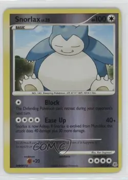Snorlax Reverse Foil Pokemon Diamond & Pearl Base Set #37 2007 - Image 1
