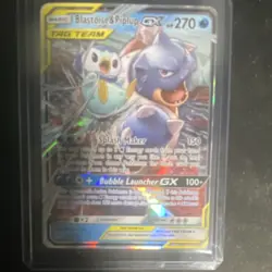 Pokemon TCG Blastoise & Piplup GX TAG TEAM Ultra Rare Holo 38/236 Cosmic Eclipse - Image 1