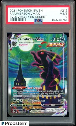 2021 Pokemon SWSH Evolvong Skies #215 Full Art Secret Umbreon VMAX PSA 9 MINT - Image 1