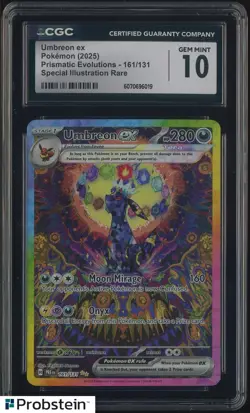2025 Pokemon PRE EN Prismatic Evolutions Umbreon EX SIR 161/131 CGC 10 GEM MINT - Image 1