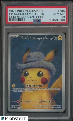 Pokemon Pikachu with Grey Felt Hat Van Gogh 085 Promo PSA 10 Graded GEM MINT - Image 1