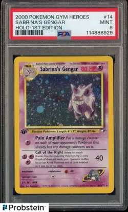 2000 Pokemon Gym Heroes 1st Edition #14 Sabrina's Gengar PSA 9 MINT - Image 1