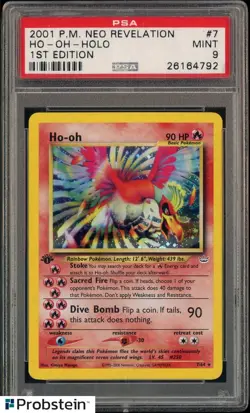 2001 Pokemon Neo Revelation 1st Edition #7 Ho-Oh Holo PSA 9 MINT - Image 1