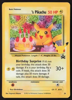 Birthday Pikachu 24 Pokemon Celebrations Classic Collection - Image 1