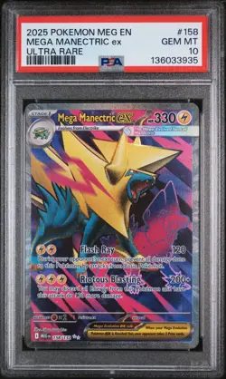 PSA 10 GEM Mint Mega Manectric ex 158/132 Ultra Rare Full Art - Pokemon ME01 MEG - Image 1