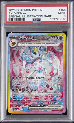 2025 POKEMON PRE EN-PRISMATIC EVOLUTIONS #156 SYLVEON EX PSA 9 - Image 1