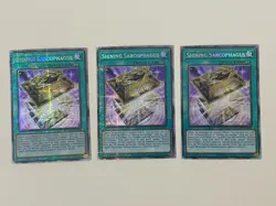 Yugioh Shining Sarcophagus x 3 - 1st Edition Starlight Rare NM - Free Holo - A - Image 1