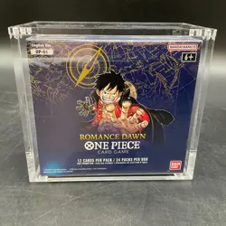 One Piece EN OP-01 Romance Dawn Blue Bottom Booster Box Sealed w/ Acrylic Case - Image 1