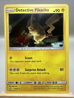 Detective Pikachu 10/18 Detective Pikachu LP Pokemon Card TCG - Image 1