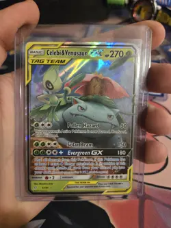 Pokemon TCG Celebi & Venusaur GX Holo Ultra Rare Card Sun &Moon Team Up 1/181 NM - Image 1